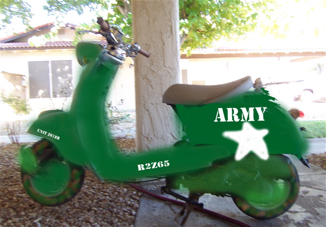 I like to get an idea of what a bike will look like after I am finished  so I use photoshop  . Dont laugh its just what I do . Also I saw someone else on this site  that did his bike  army  , I hate to copy cat but the guy had a great idea .